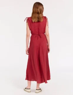 Best Sale Ines de la Fressange Paris Violine dress in raspberry linen